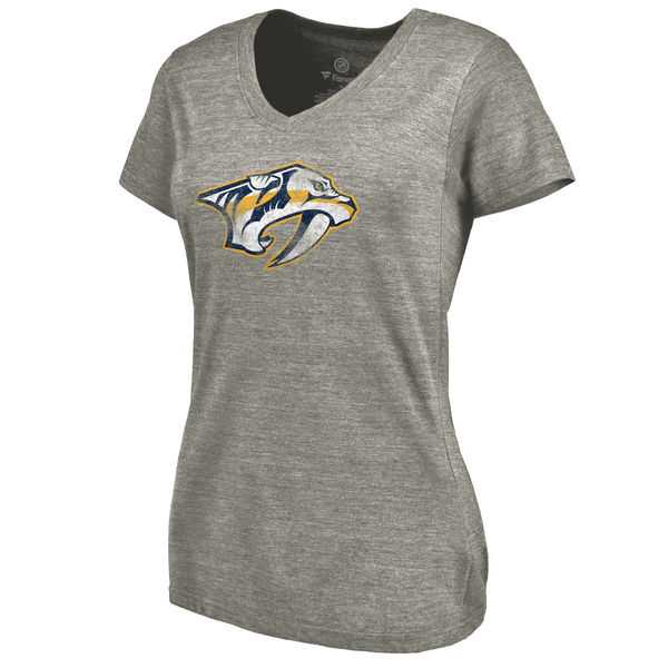 Women's Nashville Predators Distressed Team Logo Tri Blend V Neck T-Shirt Ash FengYun,We sell and wholesale Women's Nashville Predators Distressed Team Logo Tri Blend V Neck T-Shirt Ash FengYun on line form chian!